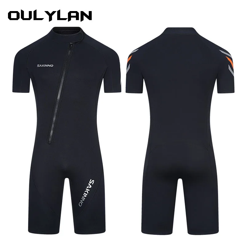 

Snorkeling Sunproof Warm One-piece Wet Suit Oulylan 2mm Neoprene Wetsuit Men Short Sleeve Diving Suit Kayak Surfing Swimwear