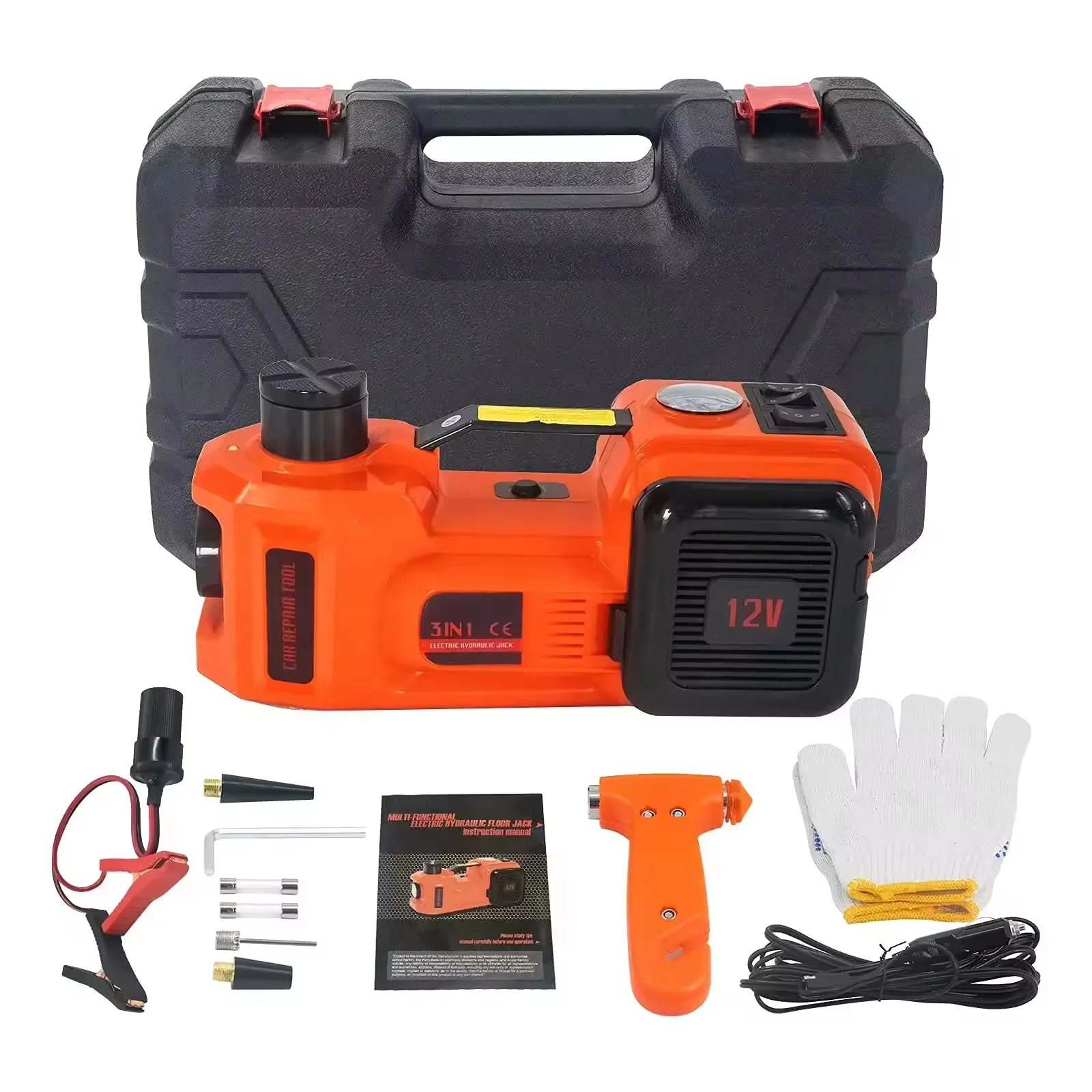 5 in 1 Electric Hydraulic Car Jack 5T 12V Car Jacks With Impact Wrench Tire Inflator Built-in LED Light view 6