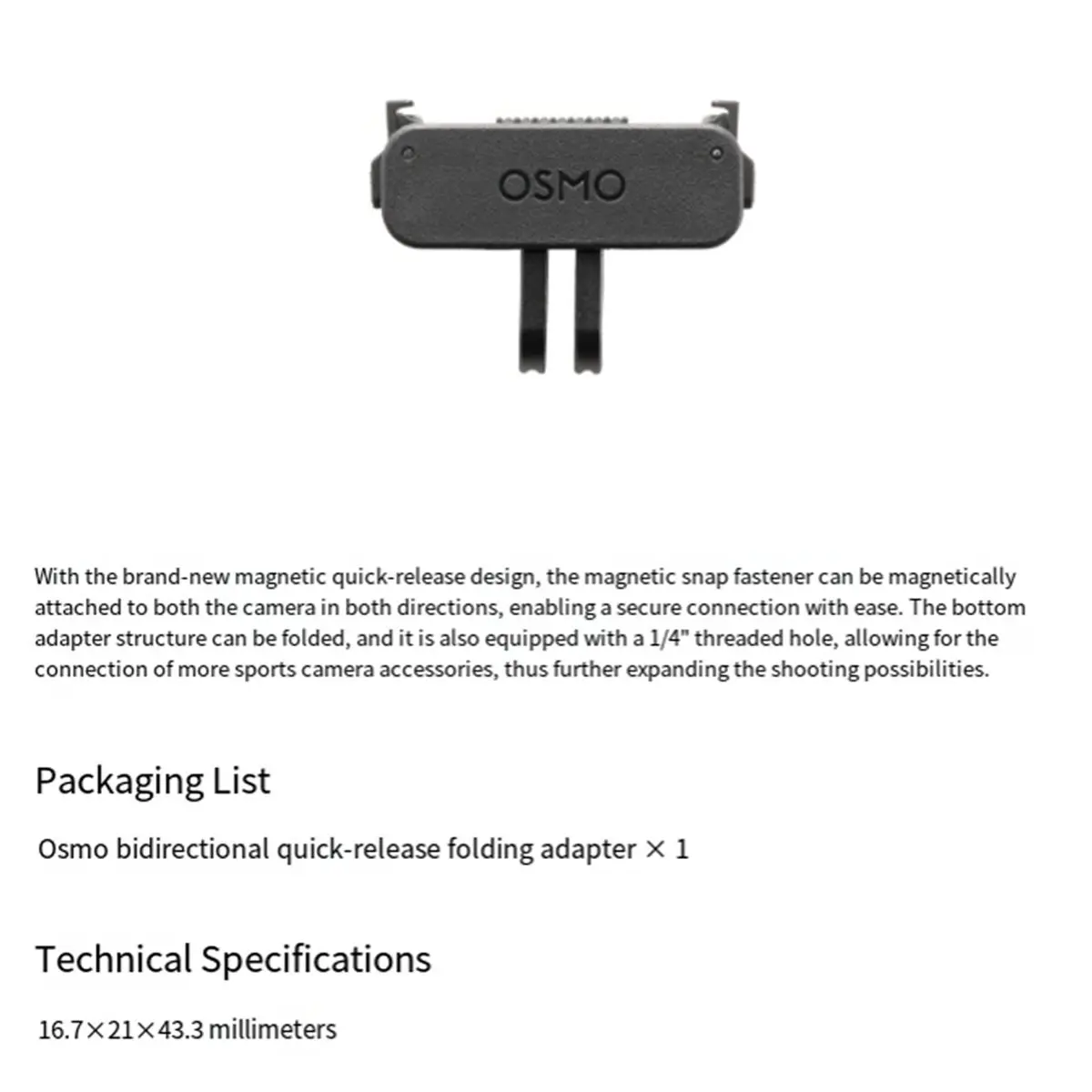 For Dual-Direction Quick-Release Foldable Adapter Mount 1/4