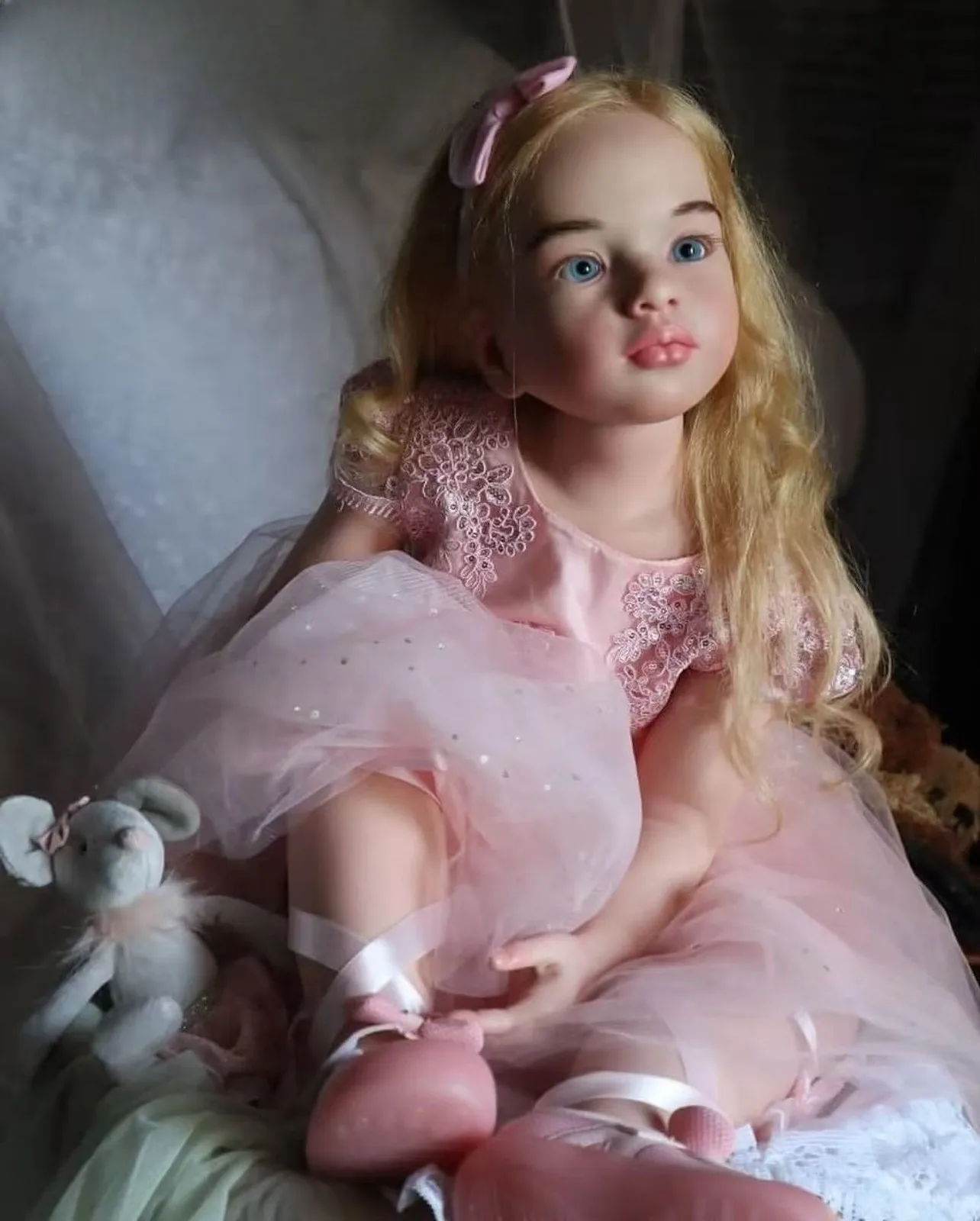 42in Realistic Fully Assembled Finished Reborn Doll Kits Aloenka Toddler Rooted Hair Handmade Toy Gift