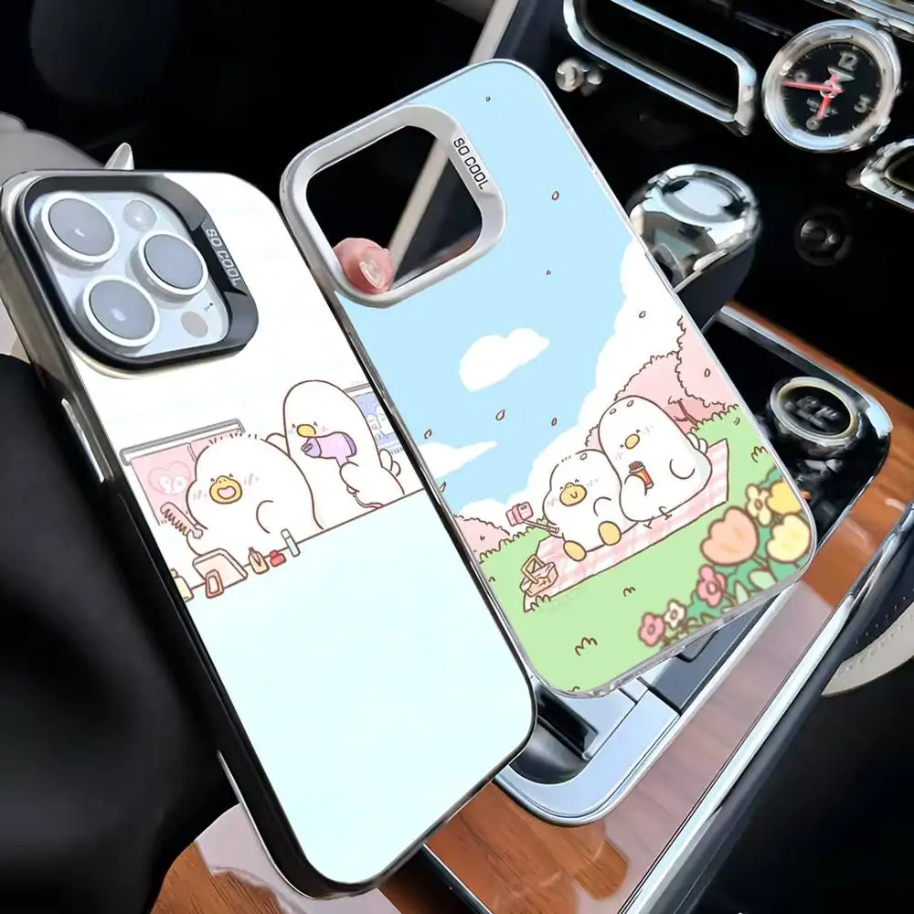 

Couple Duck Daily Phone Case For iPhone 16,15,14,13,12,11,Mini,Pro,MAX Black Matte Shockproof Cover