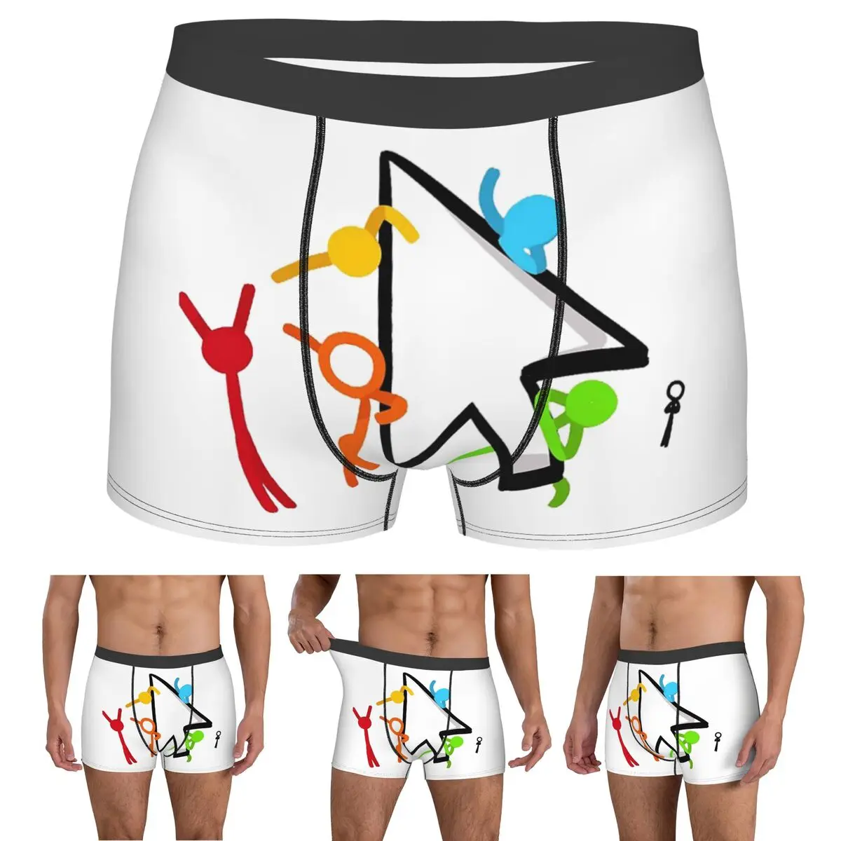 

Boxer Underpants Shorts Alan Becker Five Stick Figures With Fire Mouse Pickaxe Panties Men Ventilate Underwear for Homme Man