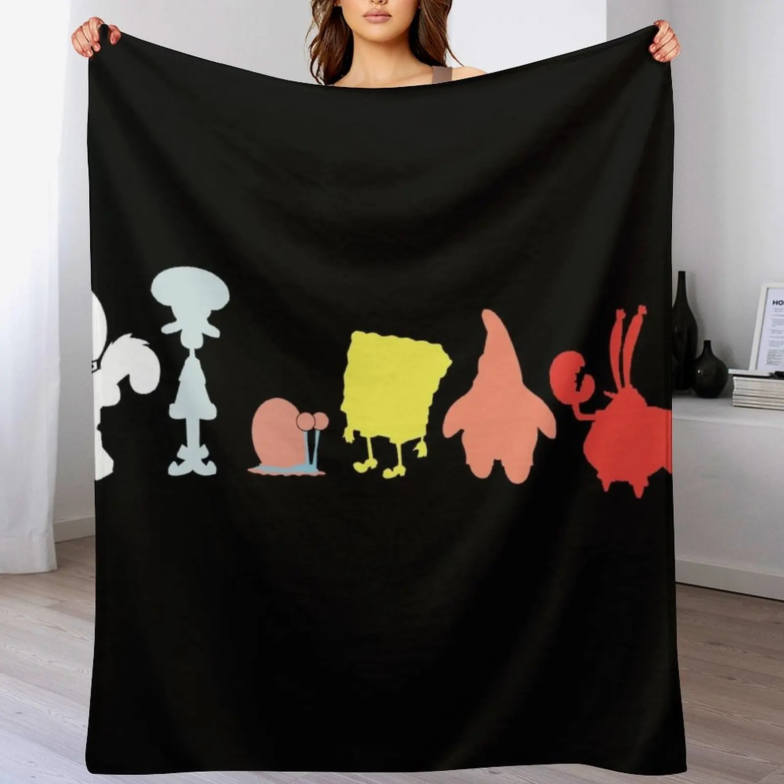 Bikini Bottom Silhouettes Throw Blanket Decorative Throw Furrys blankets and throws Large Blankets