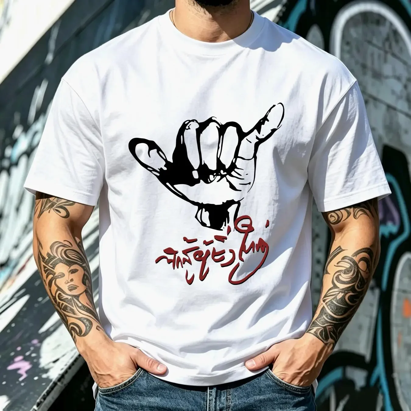 washed T Shirt Carabao Music Rock Great Fighter Bodyslam Thailand Shaka Hang Loose W198 vintage Washed Stretched Casual