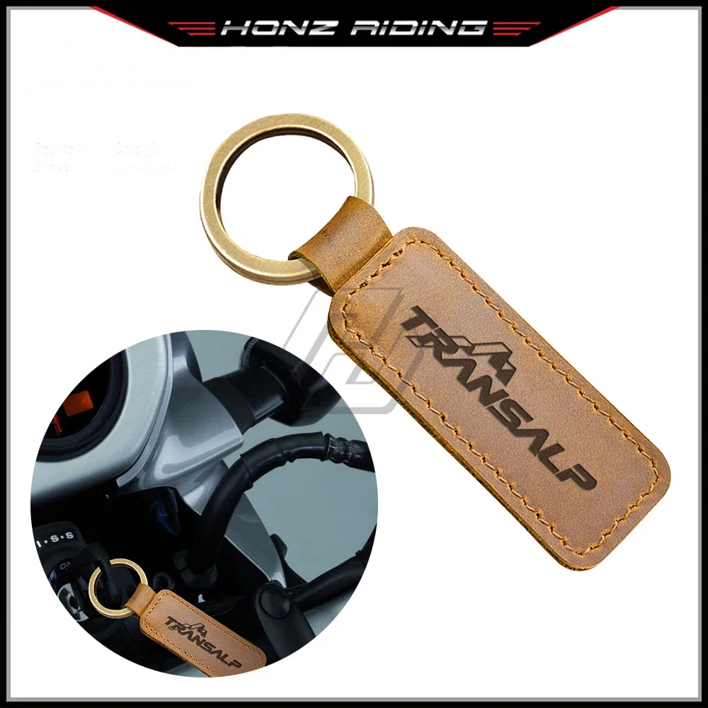 

For Honda XL700VA XL600V 400V Transalp Motorcycle Cowhide Keychain Key Ring