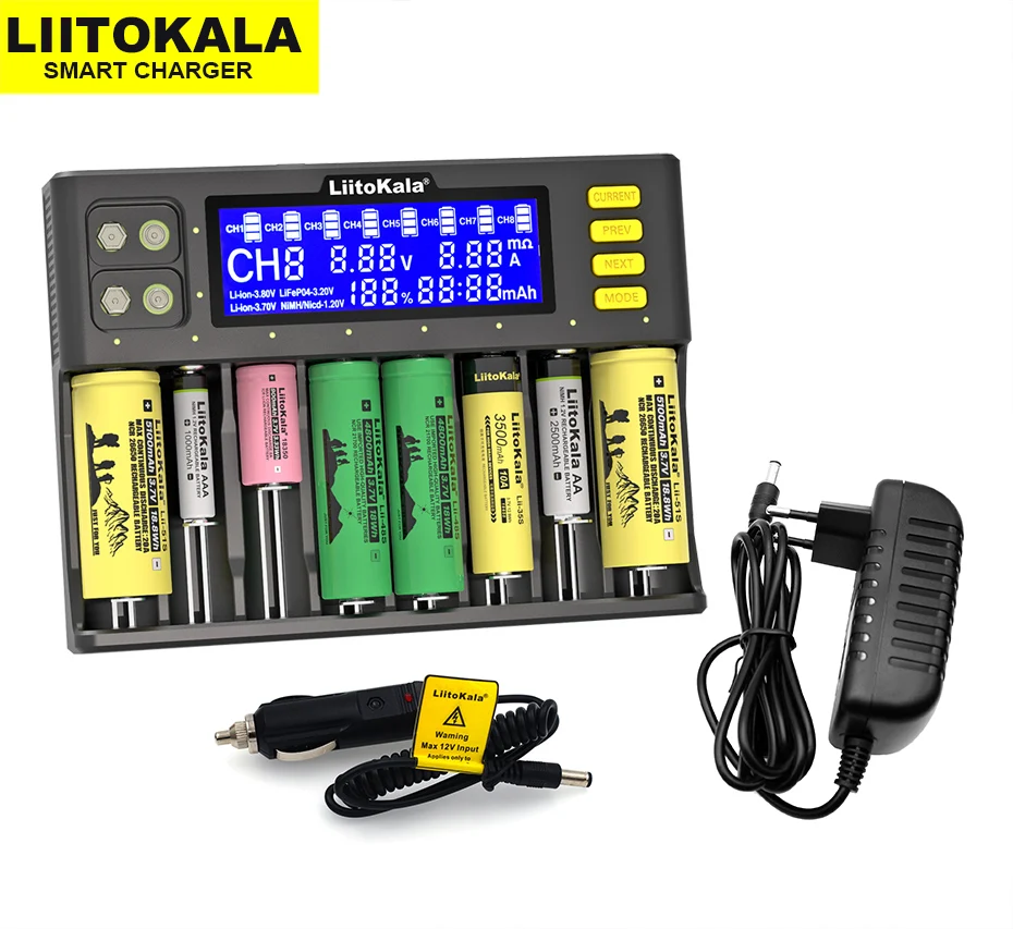 Liitokala Lii-S8 Lii-600 Lii-500 Lii-PD4 LCD 3.7 فولت 18650 18350 18500 21700 14500 26650 AA NiMH بطارية ليثيوم شاحن Lii-500S