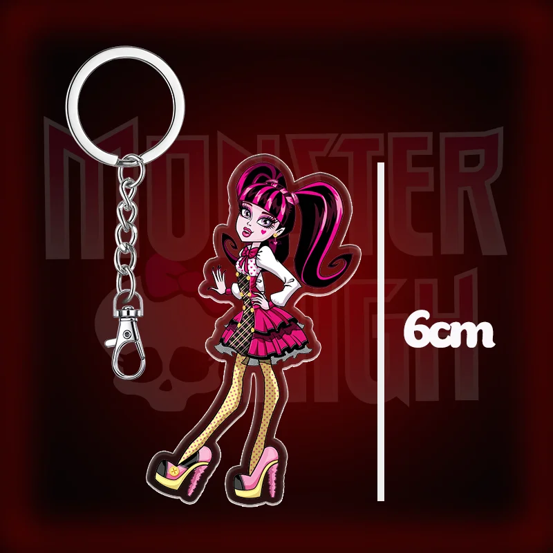 LLavero de Anime Monster High de 6cm, accesorios, bolso colgante, llavero acrílico periférico, colección de seguidores de vacaciones, regalos para amigos