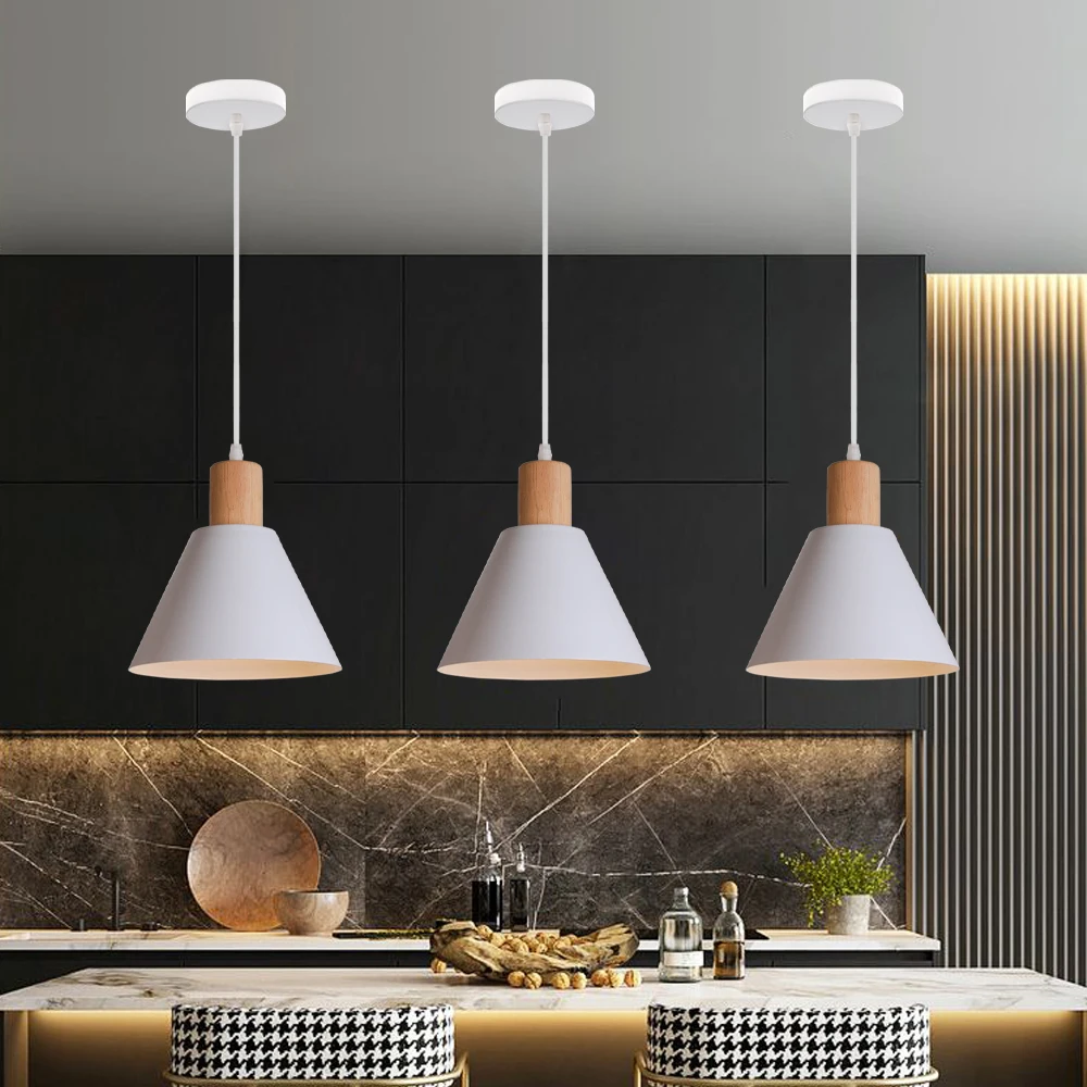 

Nordic Wood Pendant Lights Vintage Modern LED Hanging Lamp for Living Room Kitchen Island Home Loft Industrial Decor Luminaire