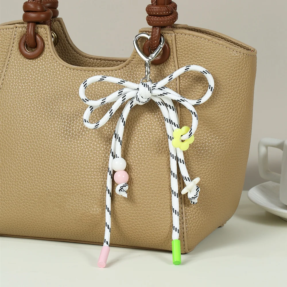 Colorful Woven Rope Bow Nylon Keychain Unique Woven Keychain Easy To Use Strong Ribbon Bow