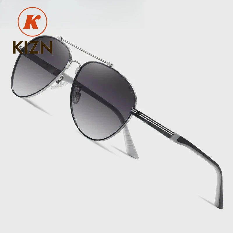 

KIZN 60-14-146 Large Frame Metal Memory Glasses Polarized Sunglasses Mens Pilot Prescription Customization Myopia Hyperopia -100