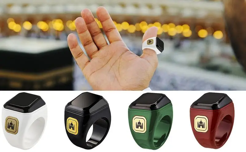 Smart Rings for Men Smart Ring Electronic Counters Digital Display Prayer Time Reminder Rechargeable Ring with LED Screen Men