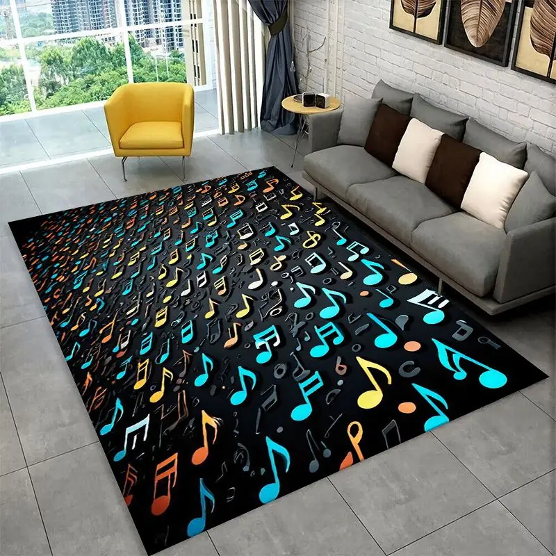 Fashion Musical Note Instrument Staff Art Large Area Rug Non-slip Durable Carpet for Bedroom Living Room Sofa Doormat Home Decor