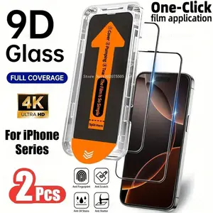 Bilashmart 2 HD Clear Tempered Glass IPhone 17/17 Promax/16E/16Plus/15 14 Promax/ 11 12 Promax/13Mini Install Kit Auto Alignment Kit