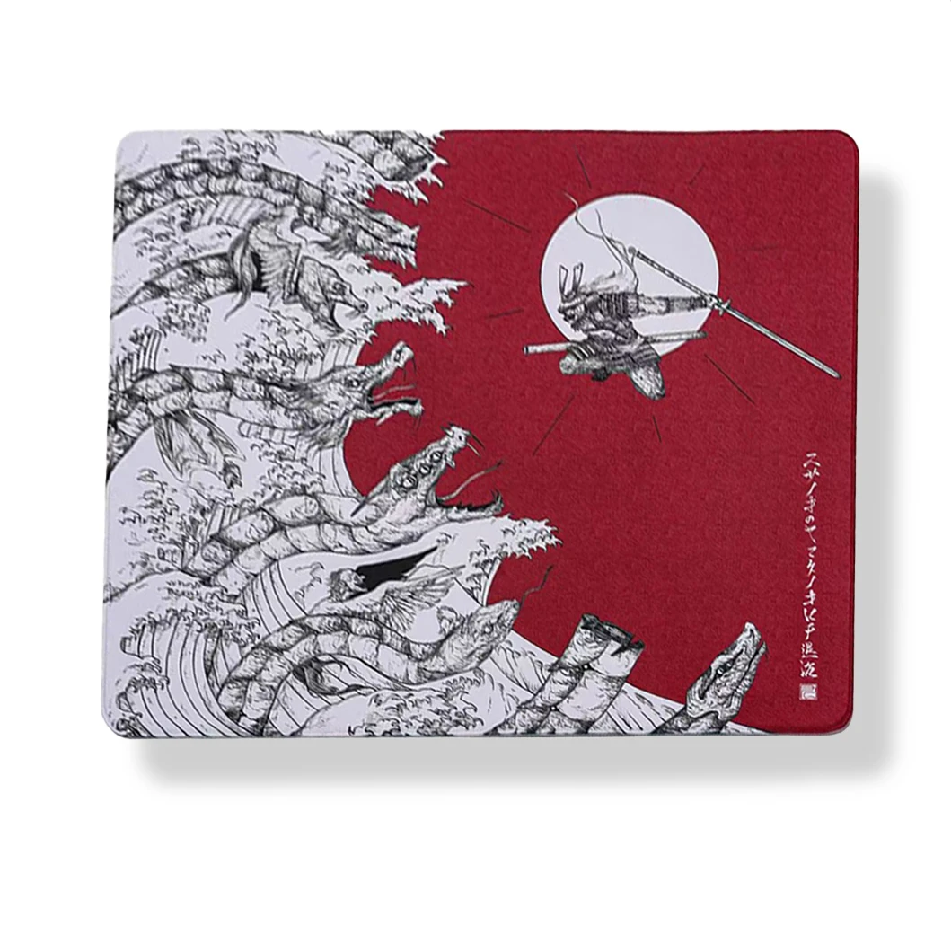 KYUU DESIGN Gaming Mouse Pad 480x400mm - Samurai vs Eight-Headed Serpent Art Non-Slip Rubber Base Precision Control for Gamers