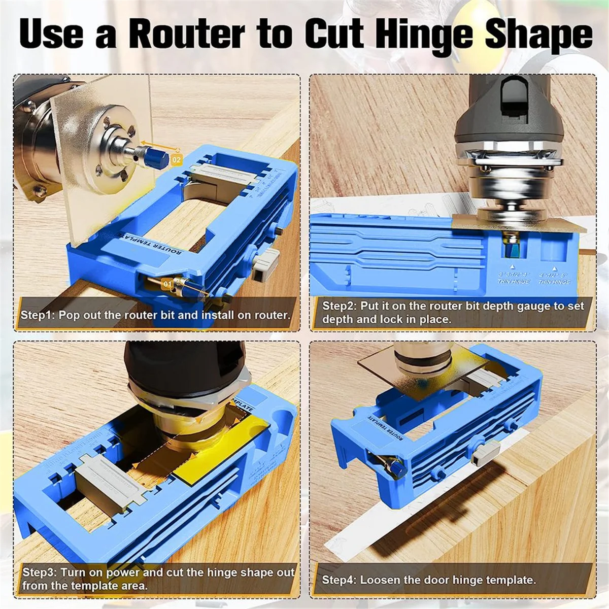 A002 Door Hinge Router Template,Door Clamps Mortise,Door Mounting Kit Fits 90 Degree Anglesand Door Hinges with Type Square