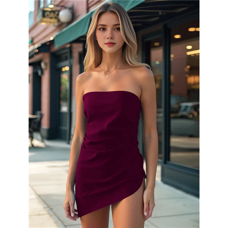 AOAO-tops femininos de verão 2025 na moda sem alças franzidos saindo tops roupas assimétricas camisas bandeau