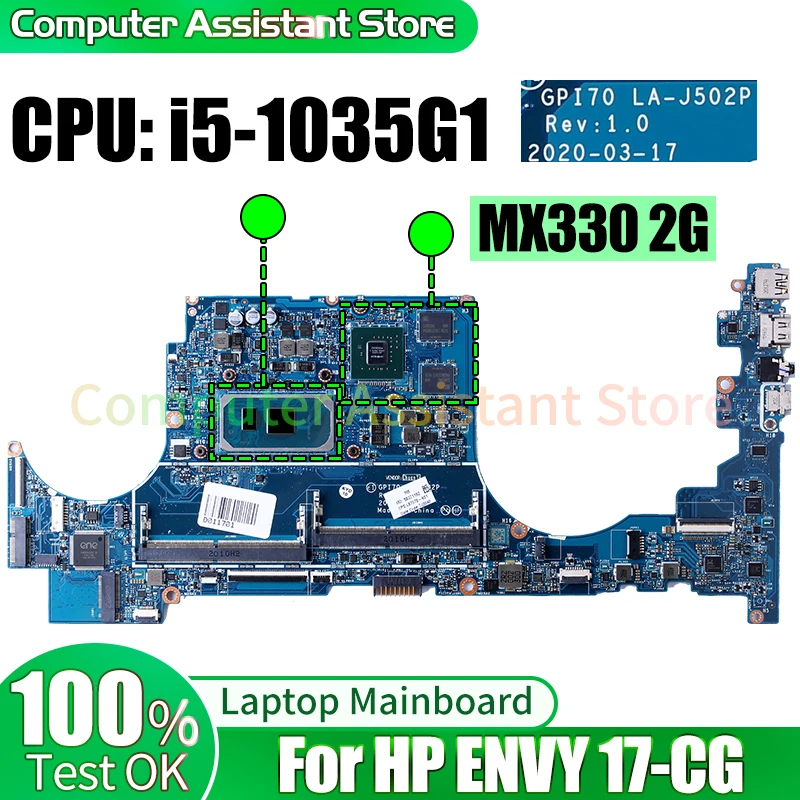 For HP ENVY 17-CG Laptop Mainboard LA-J502P L87978-601 L99254-601 MX330 2G i5-1035G1 Notebook Motherboard