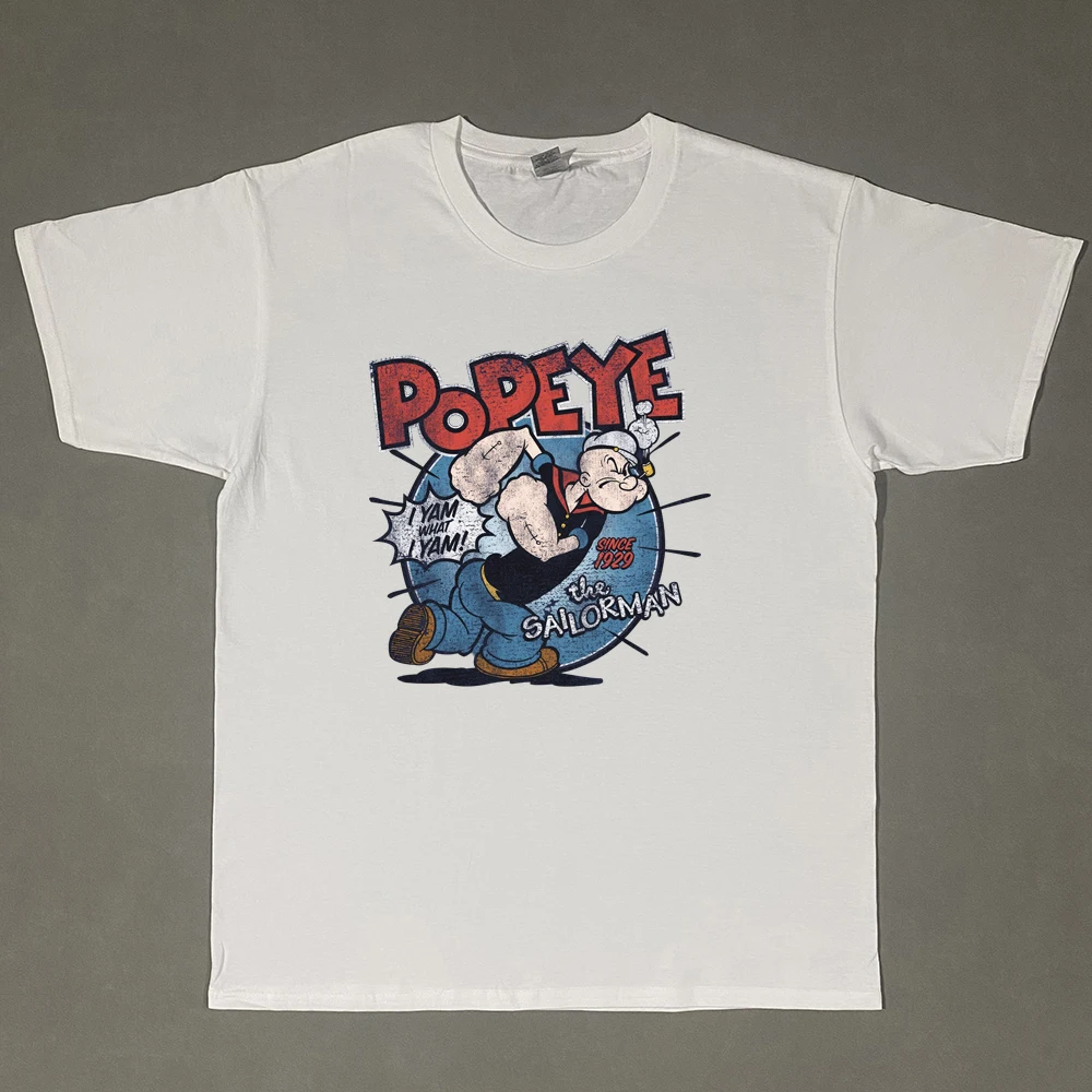 Popeye  Print T-shirt Men Women Summer Punk O-Neck T-shirt Oversized Tops