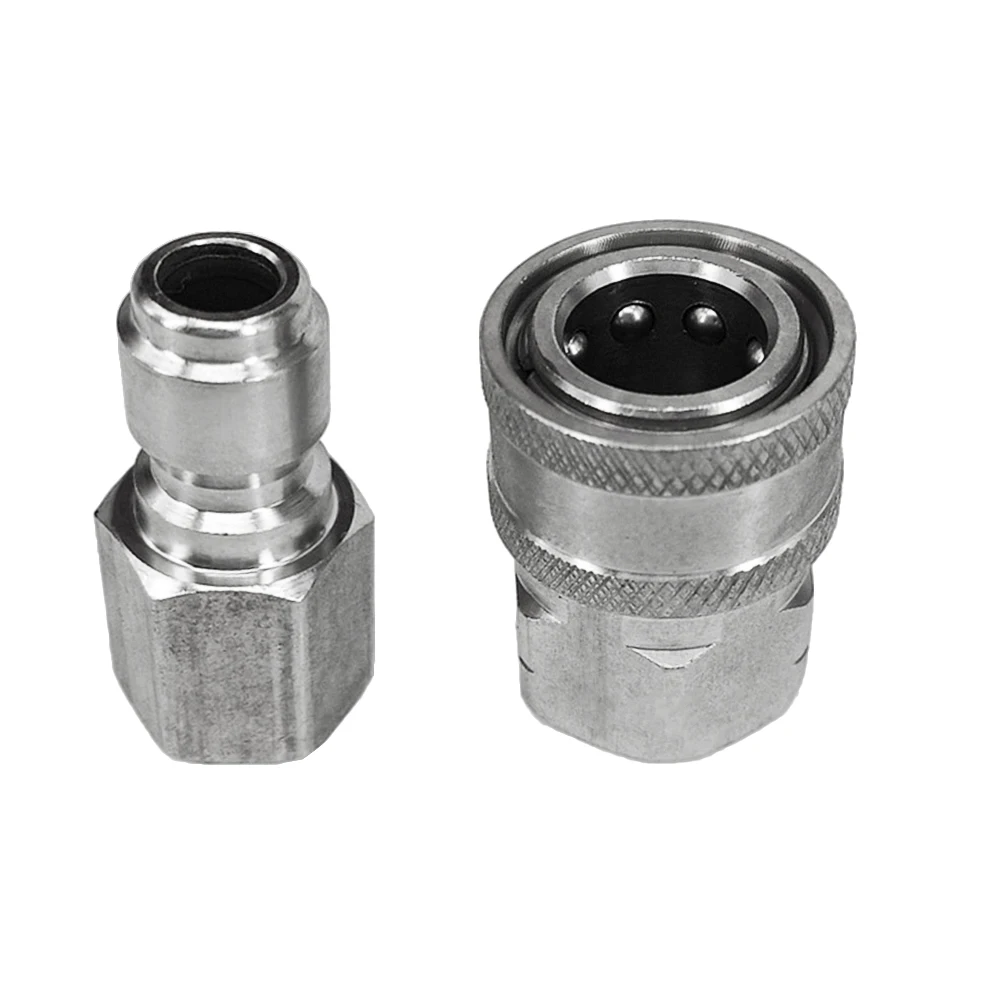 Convenient NPT3/8 Thread Nut NPT Nozzle Pressure Washer Quick Connect Silver Stainless Steel 5000 PSI Connector