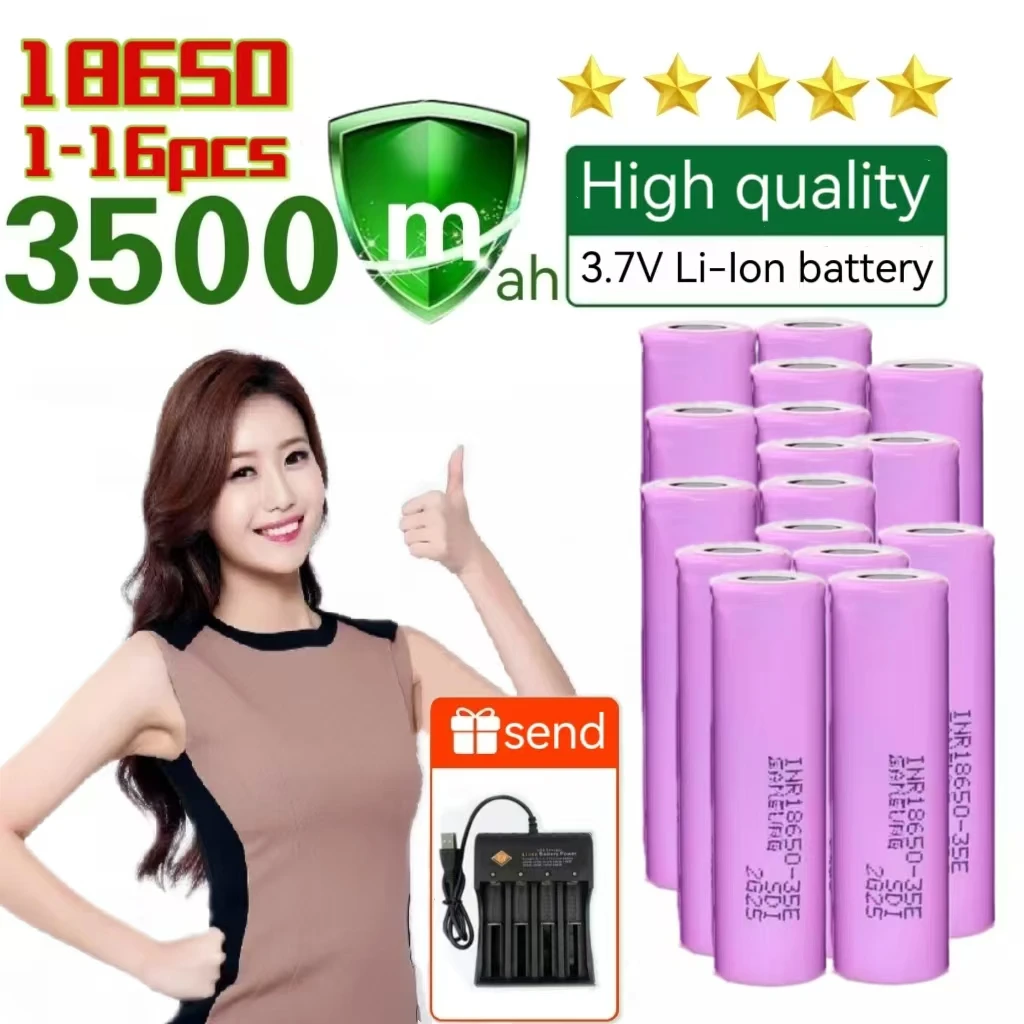 Genuine NCR 18650 35E 1-20PCS 3500MAH Lithium battery powerful power package 3-star Lithium battery charger with Free shipping