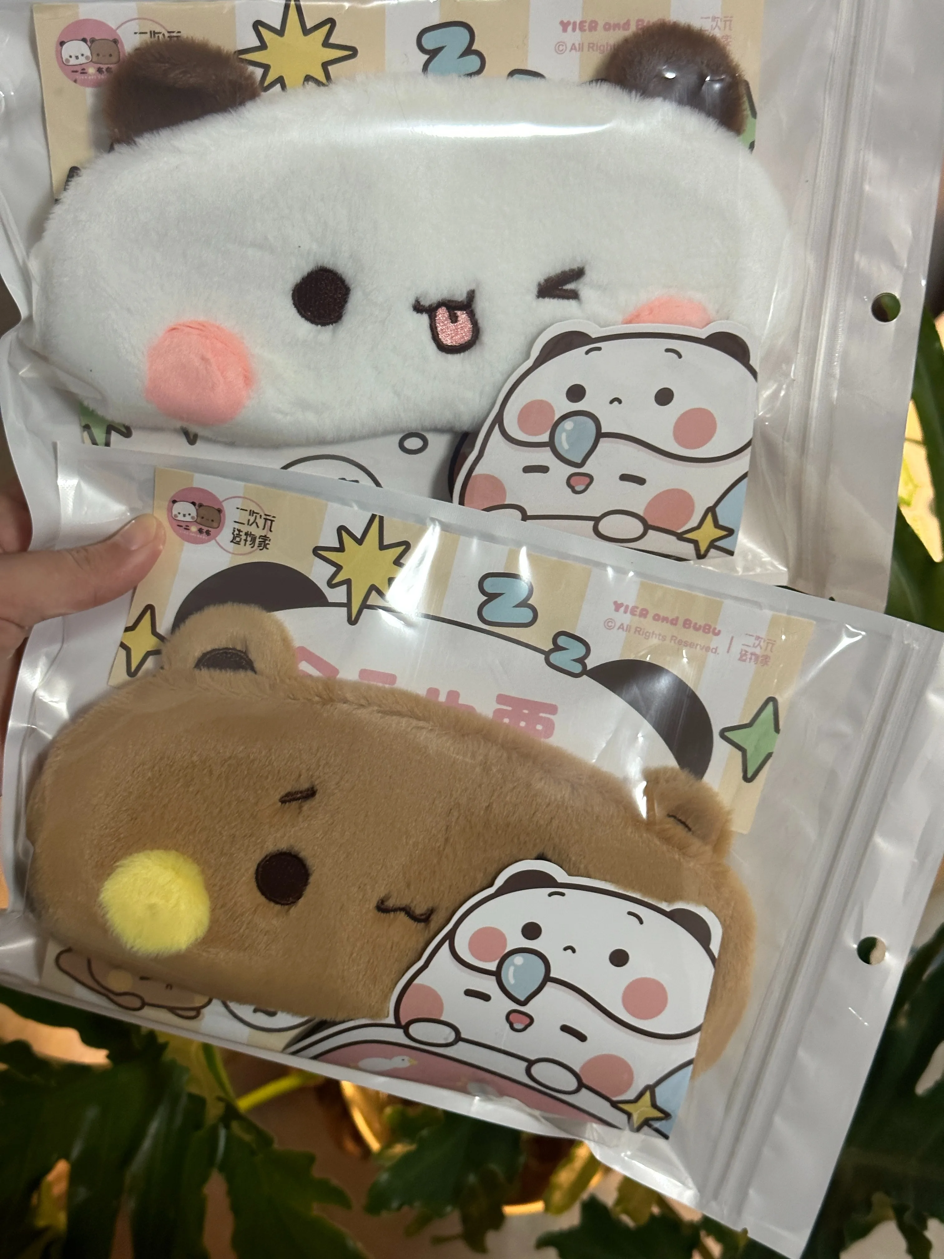 Panda Yier y Bubu, máscara suave de felpa para dormir, máscara para dormir con los ojos vendados, cubierta, máscara de felpa, parche para el ojo, siesta, cubierta para los ojos saludable personalizada
