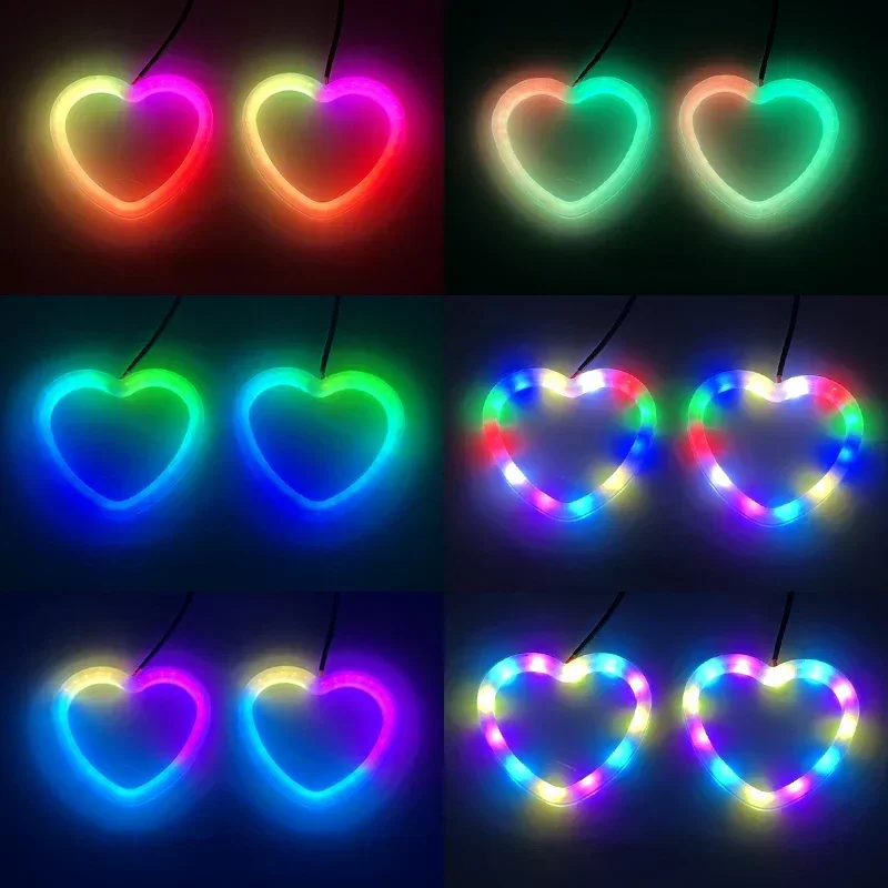 2pcs Heart-Shaped RGB Angel Eyes Halo Light Bluetooth App Control With with Amber Turning Light Car Light Accessories