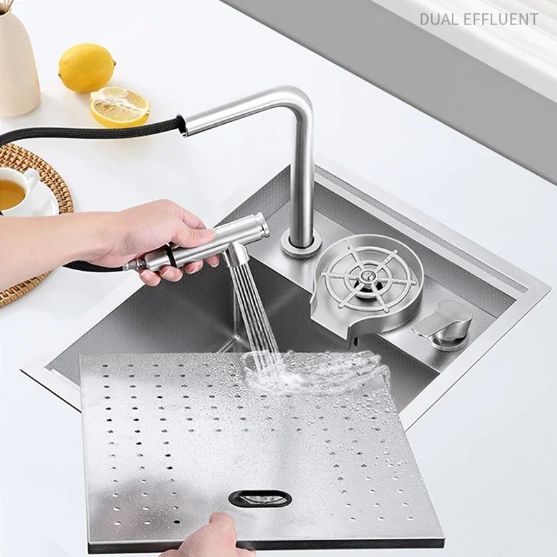 SUS 304 Stainless Steel Hidden Island Sink Rice Grain Embossing Prevent Scratches Handmade Single Cup Rinser kitchen Sinks