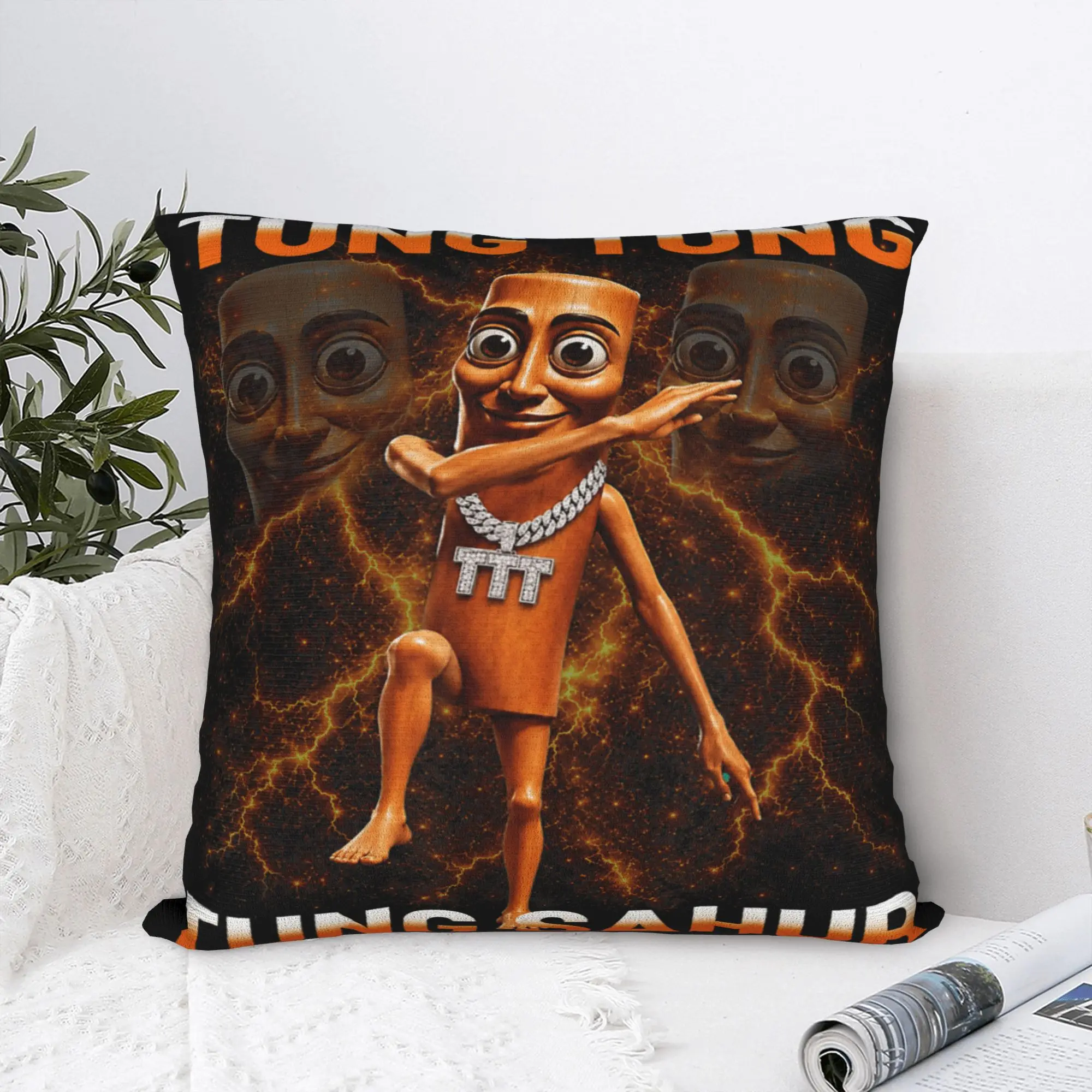 Pillow Cover Tung Tung Tung Sahur is Calling Funny Viral Dance Meme  Kawaii Pillow Case For Couch Bed Living Room Pillowcases