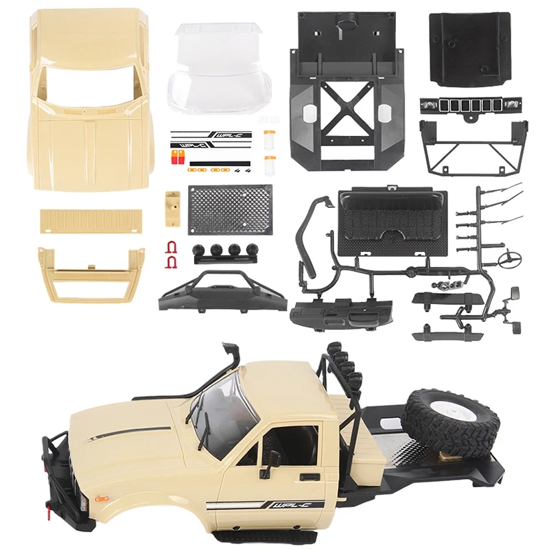 Niezmontowany obudowa samochodu nadwozia o rozstawie osi 190mm do WPL C14 C24 C24-1 1/16 części zamienne do samochodów RC akcesoria, żółty