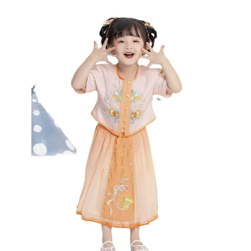 Xizi asheed Hanfu-ropa de verano para niña, conjunto de falda, Super Fairy, estilo antiguo, vestido para niña pequeña, estilo chino, Tang mejorado, nuevo