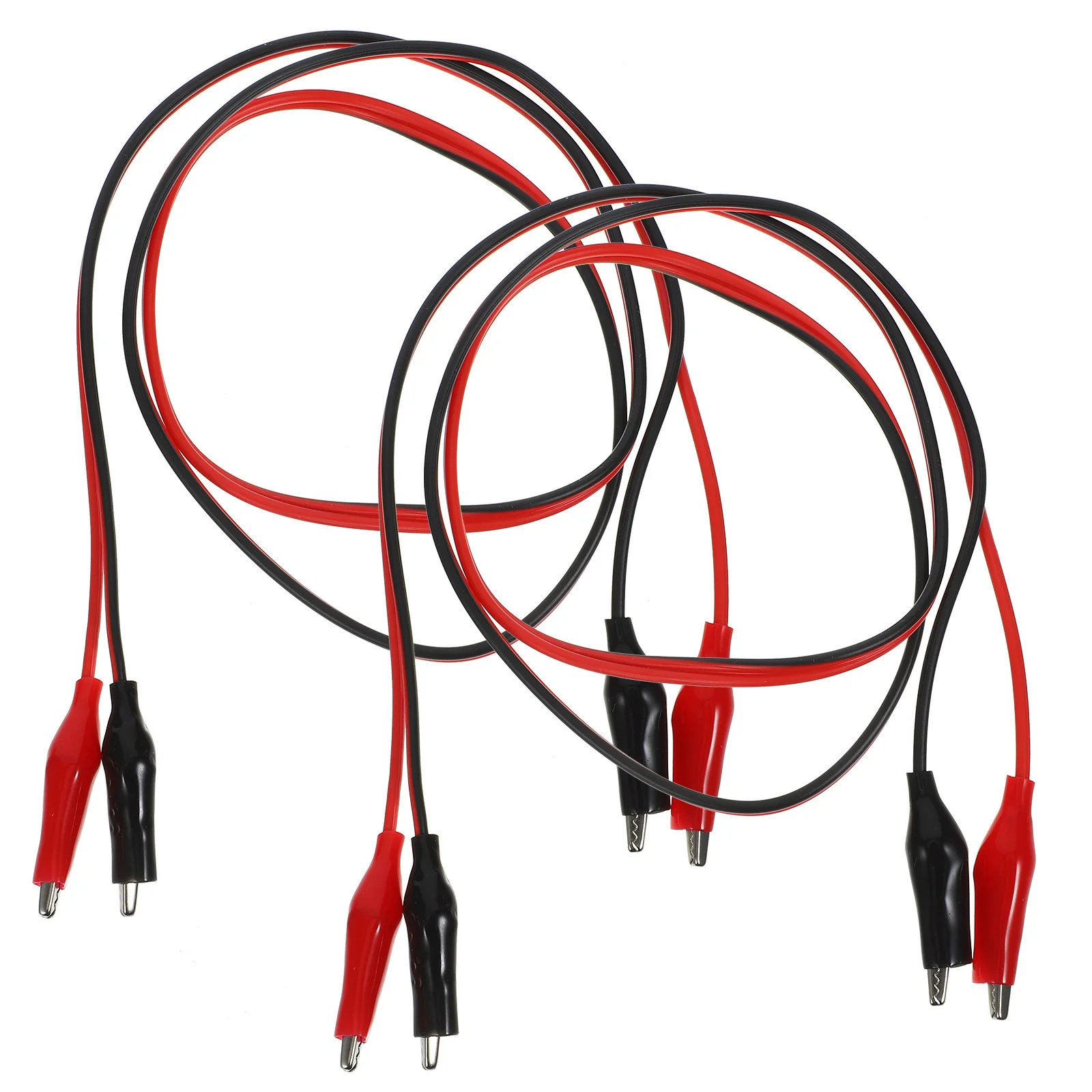 2 قطعة موصلات اختبار معزولة مقاطع التمساح مادة النحاس المتينة اتصال سهل دوائر متعددة مقاطع التمساح مع الأسلاك #2