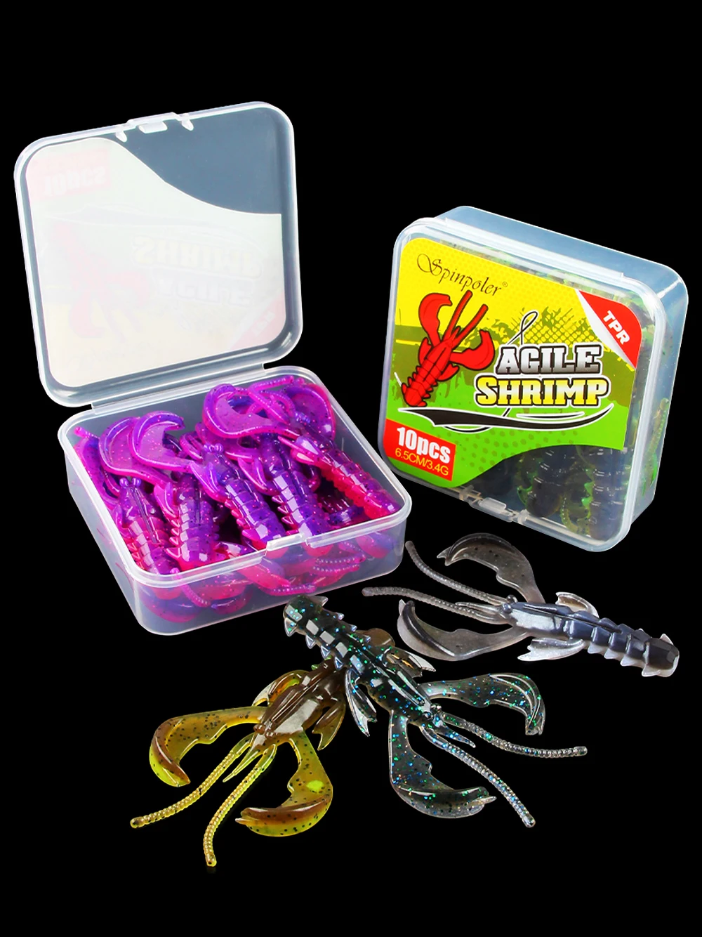 Spinpoler Agile Shrimp Crawfish Weicher Köder, schwimmend, TPR, künstlicher Hummerköder, 4 cm/6,5 mm, Jig-Rig-Angelköder für Barsch, Zander, Forelle, Hecht – Detail 9