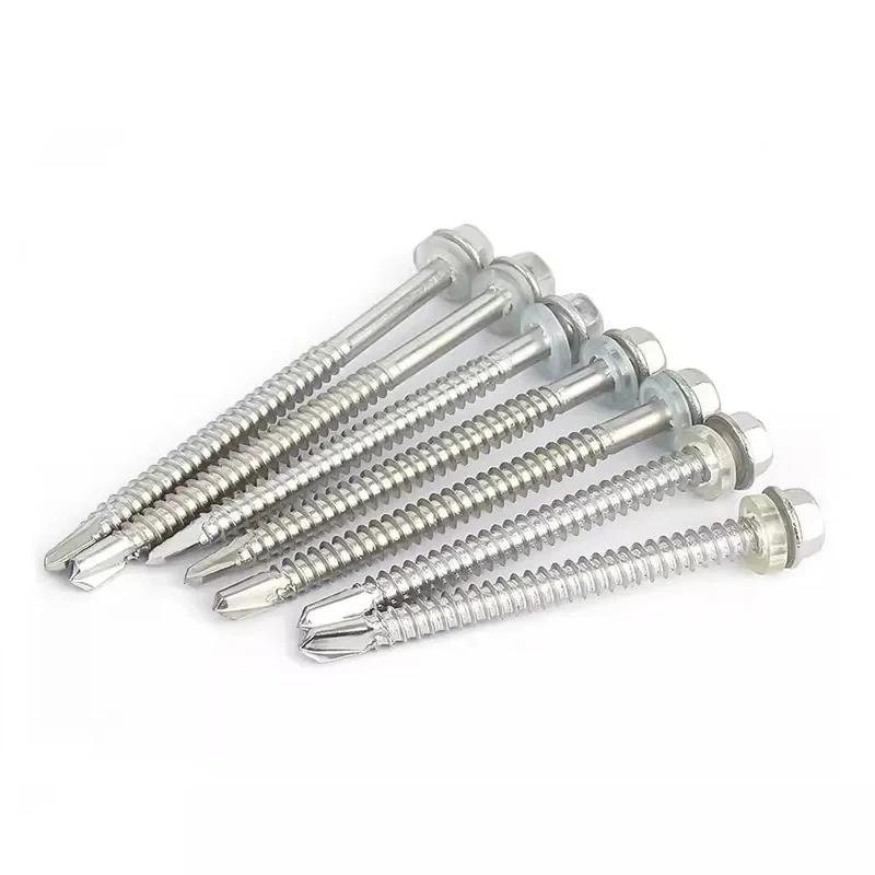 M4.2 M4.8 M5.5 M6.3 410 Stainless Steel Hex Head Self Drilling Screws with EPDM Rubber Washer / Color Steel Tile Roofing Screws