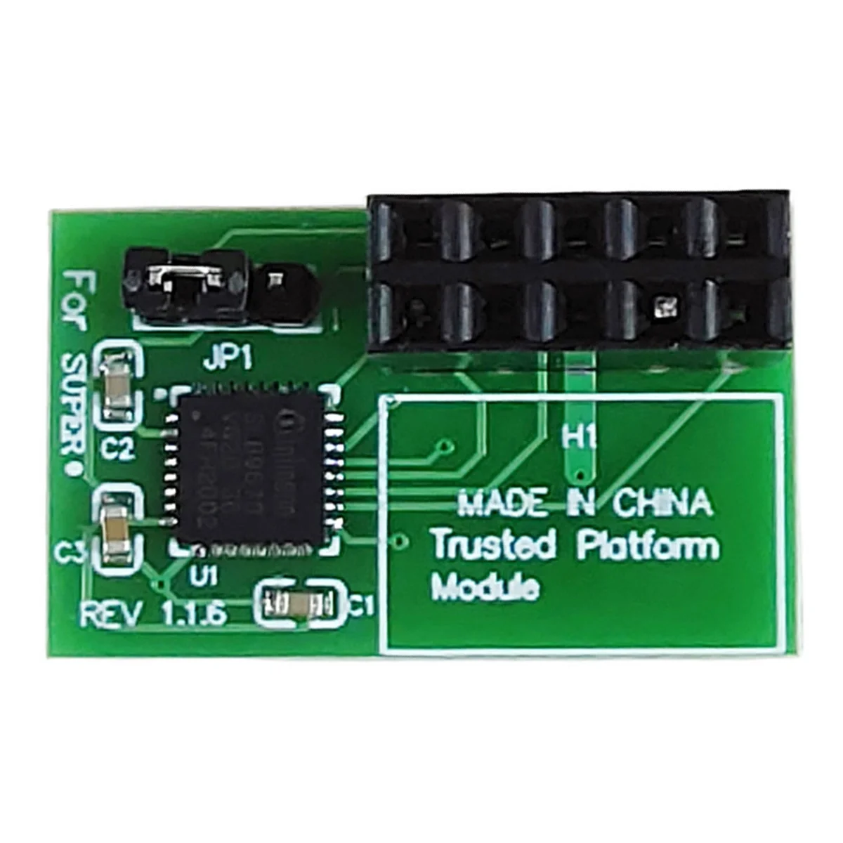 10Pin SPI TPM 2.0 Module Trusted Platform TPM 2.0 Horizontal Trusted Platform Module for SuperMicro-AOM-TPM-9670H(A)