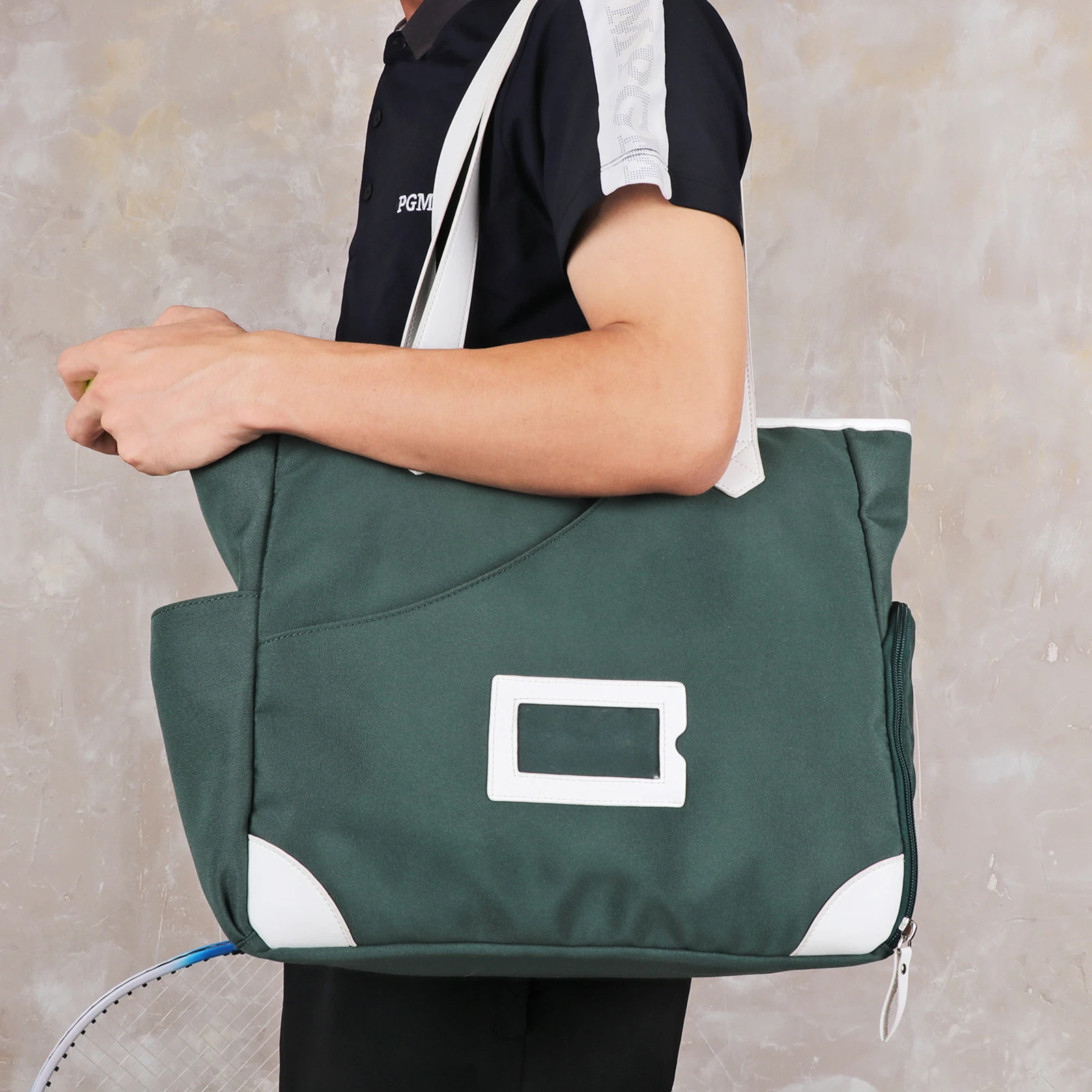 

Tourbon Sports Padel Racket Shoulder Bag Nylon Tote Pickleball Paddle Bag with Shoe Compartment Light Weight Outdoors Green