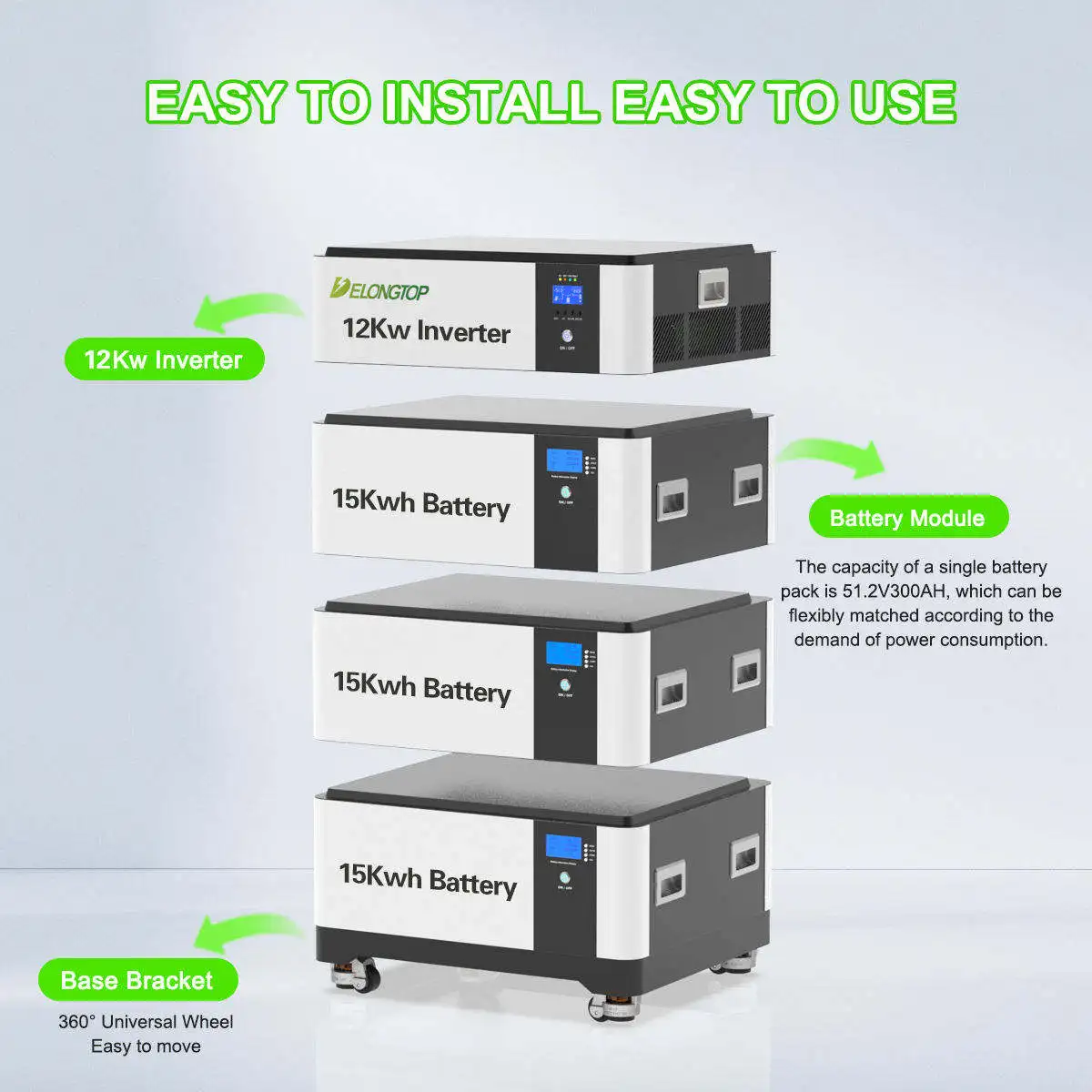 220v-240v 12kva All in One Inverter and Battery 48v 15kwh 30kwh 45kwh 60kwh Lithium Battery Solar Power Home Energy Storage Kit