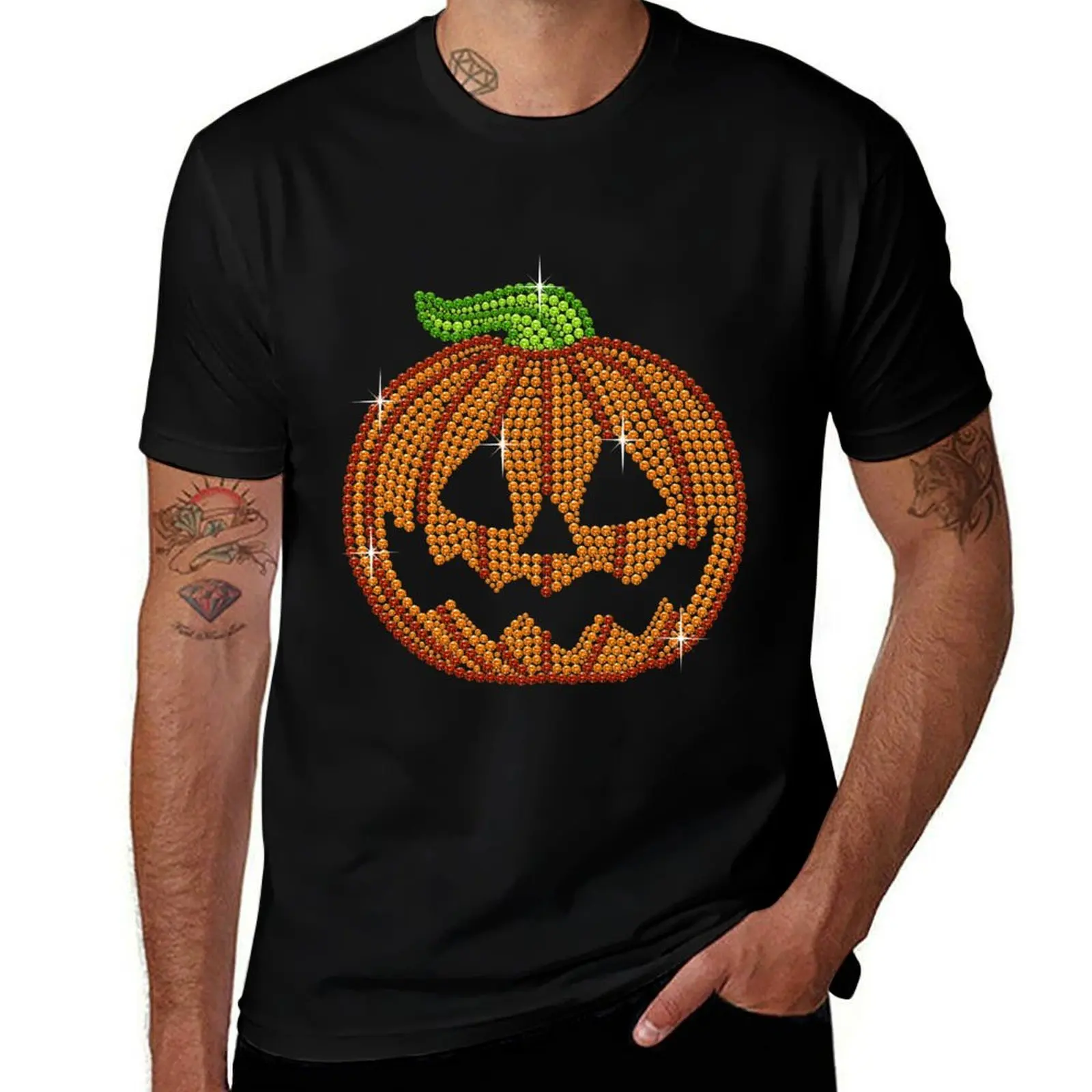 

Pumpkin Printed Rhinestone Jackolantern Tshirt T-Shirt UV Protection Outdoor Tee Shirt