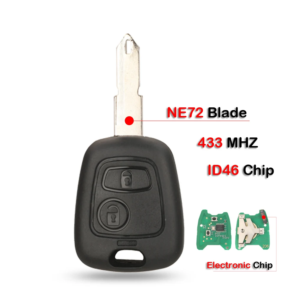 Jingyuqin Afstandsbediening Autosleutel 433mhz ID46 Voor Aygo Peugeot 106 107 206 306 307 207 407 Partner Voor Citroen C1 C2 C3 C4 Saxo Picasso