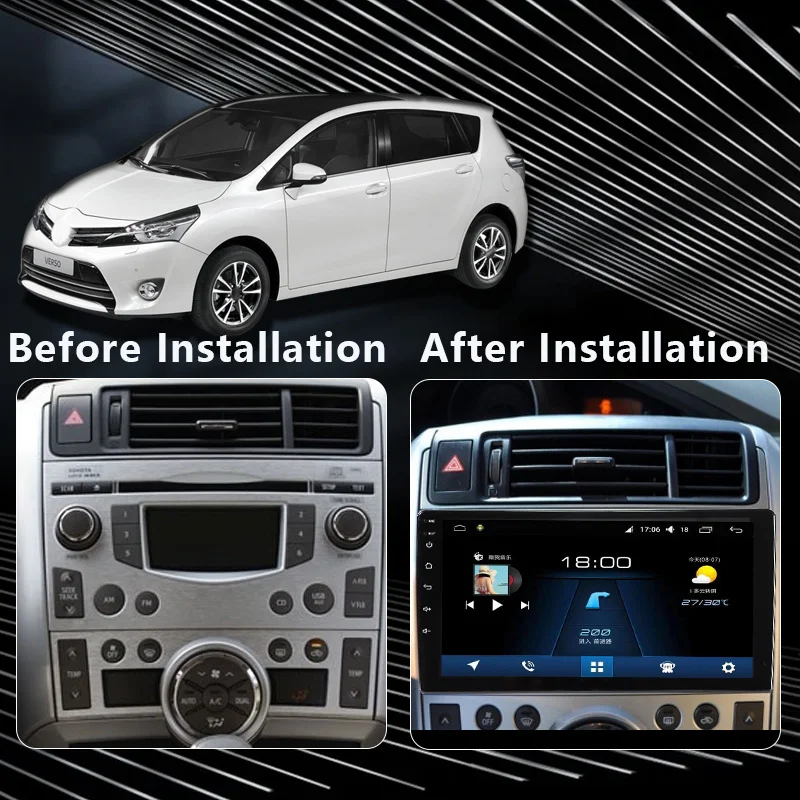 MAMSM Car Radio For Toyota Verso R20 2009 - 2018 Android 12 Multimedia Video Player GPS 4G Carplay Autoradio 2K QLED Stereo DSP