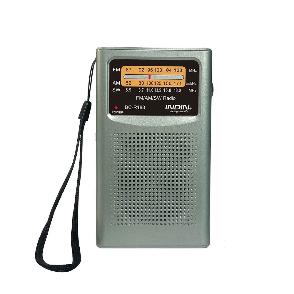 INDIN Portable Radio AM FM SW Shortwave Receiver Pocket Radio  Rechargeable Battery or 2AA Battery Operated for Emergency,Gift