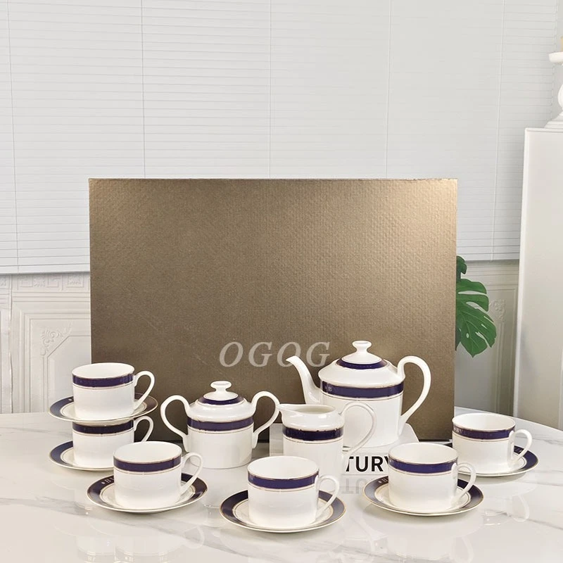

High-Appearance Minimalist 15-Piece Coffee Set European Style Afternoon Tea Set with Cups Saucers and Teapot