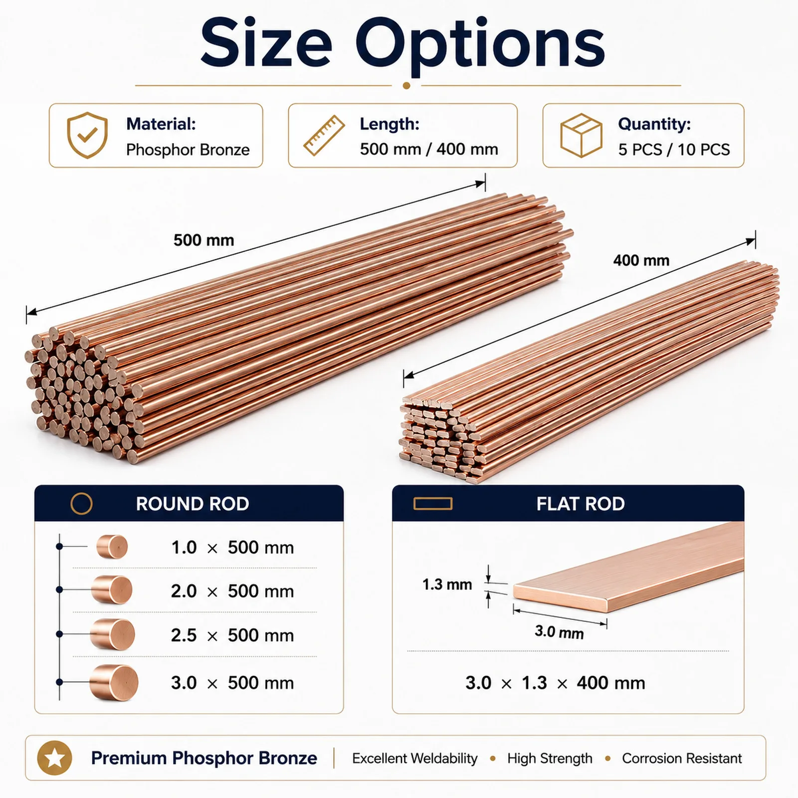 1.0-3.0mm Phosphorus Copper Welding Rod Bronze Brass Soldering Electrode Wire, No Extra Solder Powder Required