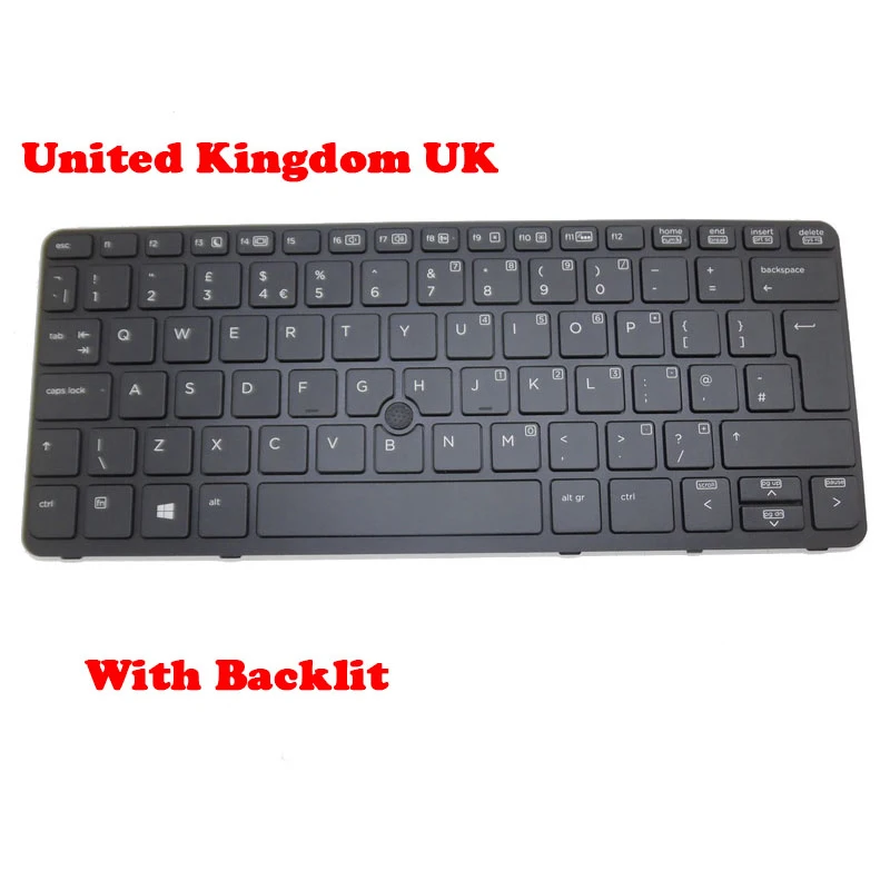 UK Keyboard For HP EliteBook 820 G1 G2 720 G1 725 G2 With Backlit&Point Stick&Black Frame 9Z.N9WBV.10U 735502-031 730541-031