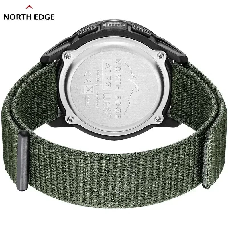 NORTH EDGE ALPS Heren digitaal koolstofvezel horloge Shock Militray Sport Superlicht buitenkompas Waterdicht 50M Horloges