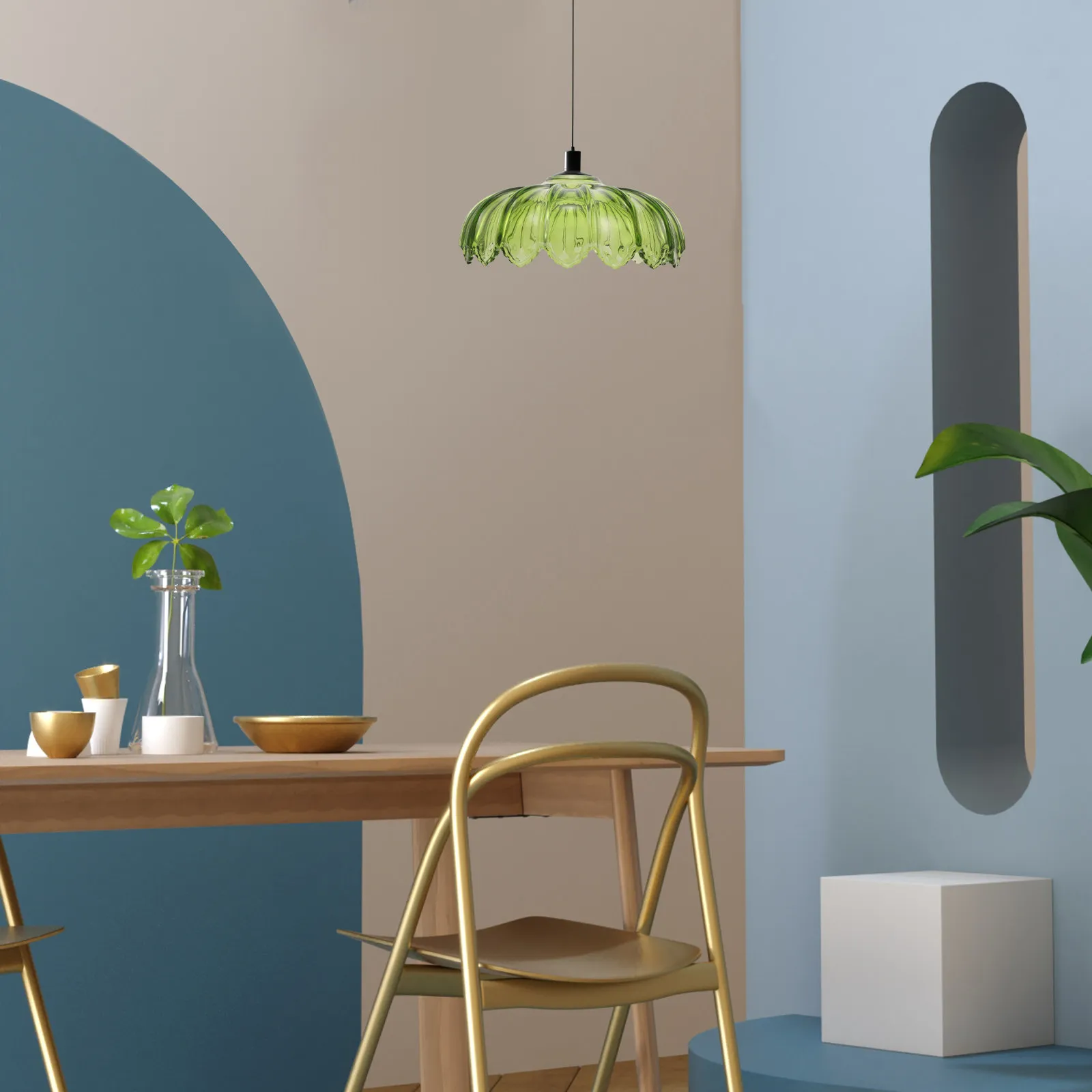 

Зеленый стеклянный абажур-тыква в винтажном стиле, декоративный, для подвесного светильника, потолочного вентилятора, светильника