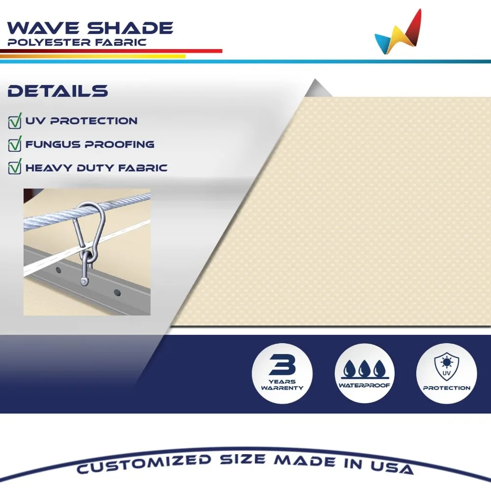 Imagem -02 - Impermeável Retrátil Sun Shade Canopy Cover Sliding Wave Shade Pérgola Bege 4x16