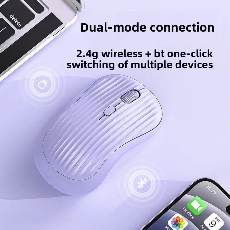 Dual-Mode Wireless Bluetooth Mouse - Quiet, Compatible with Phones, Tablets, iPad & Laptops, for Office Use