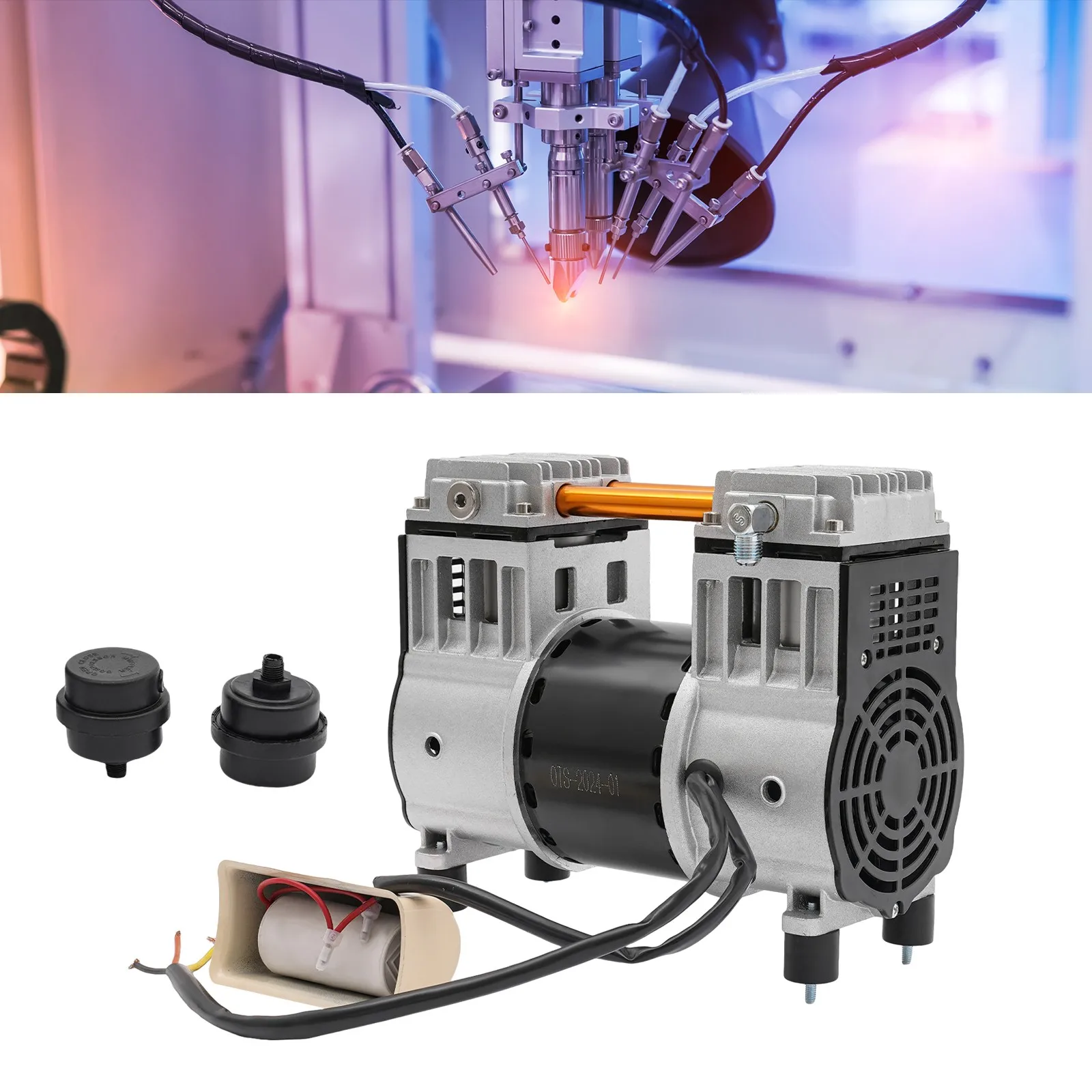 NEUESTER Kompressor-Luftkompressor-Pumpenkopf, 980 W Luftkompressor-Pumpenkopf mit Kondensatorleitung, Abluftvolumen 90 L/Min, 0,7 MPa Neu