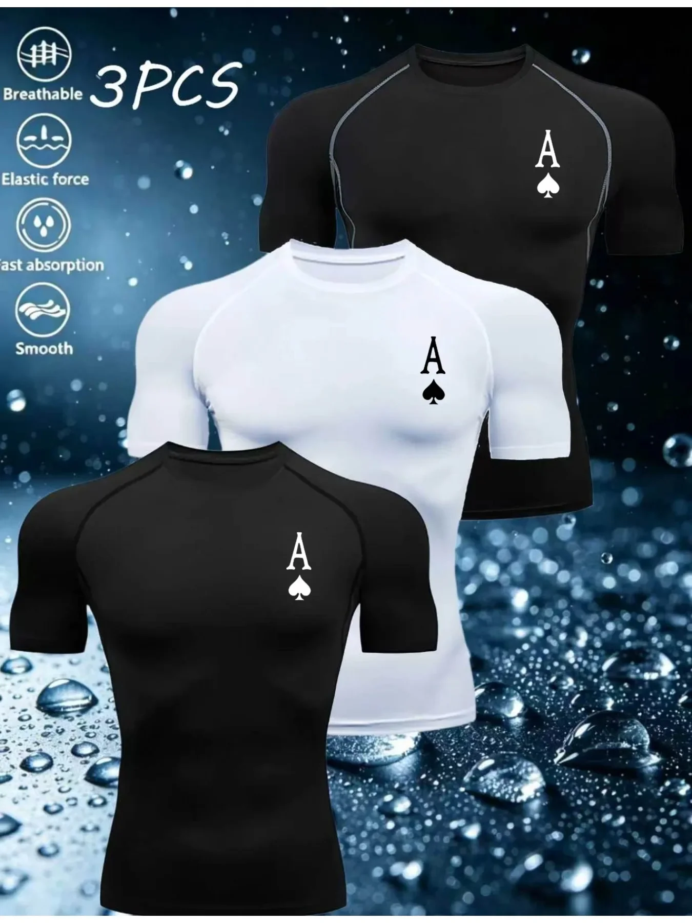Triplet Men's Compression A Printed T Shirt Summer Sportswear Running T-shirt Elastic Quick Dry Sport Gym Fitness TShirts Men