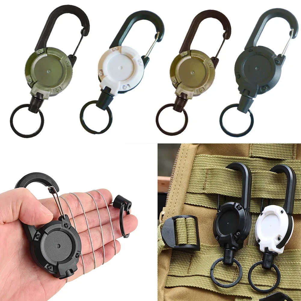 Heavy Duty Retractable Pull Badges ID Reel Carabiner Key Chain Buckle Key Holder Outdoor Keychain Holds Multiple Tools